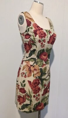 Vestido Vintage Años 90 Rampage Verano Audaz Floral Tejido Movible S B36 Beige Foto 1 de 4