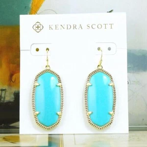 Pendientes Kendra Scott Elle Turquesa Tono Dorado Nuevos con Etiquetas - Imagen 1 de 5