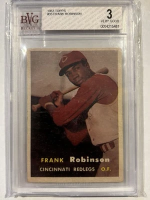 1957 Topps Frank Robinson #35 Rookie Cincinnati Redlegs HOF BVG 3 Very Good - Image 1 of 2