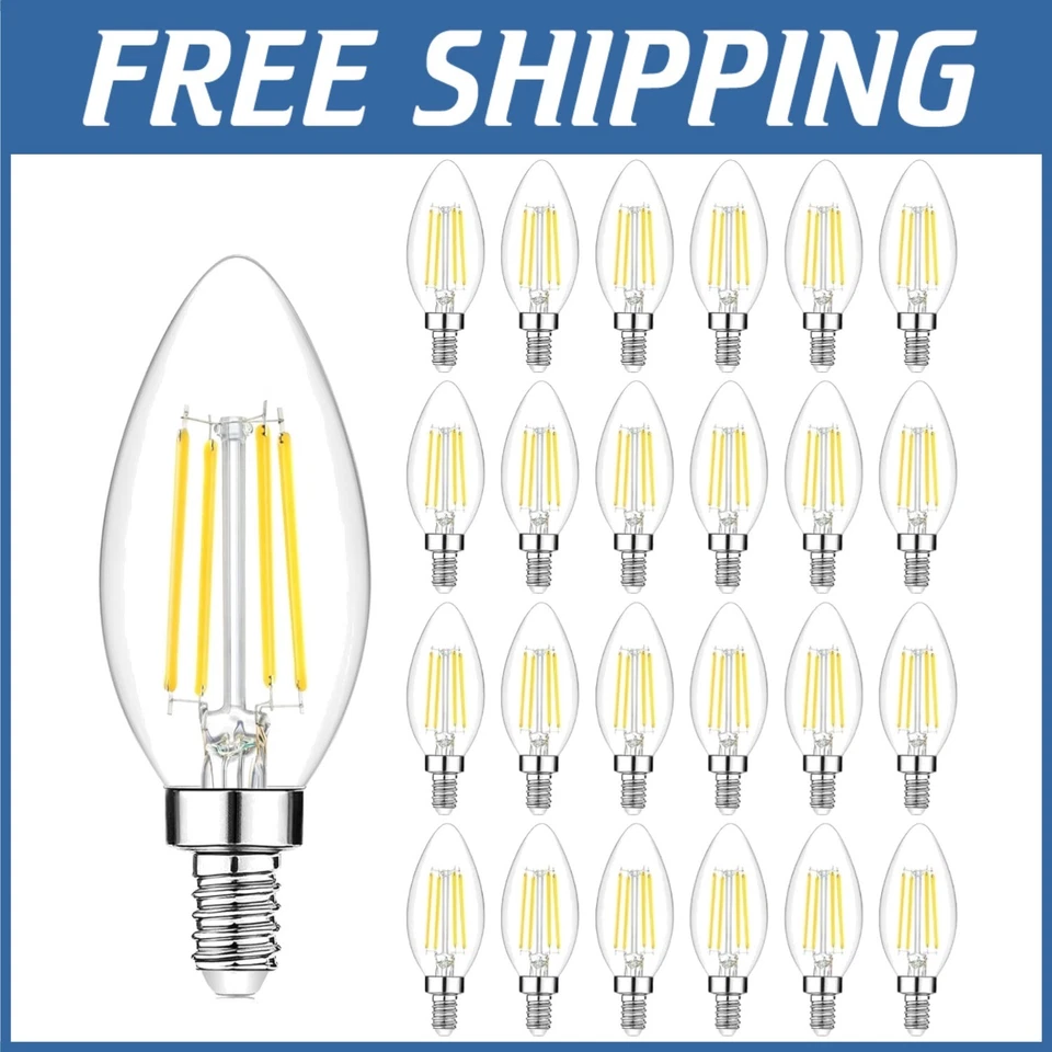 Dimmable E12 LED Candelabra Bulbs 24-Pack, 40W Equivalent - Image 1 of 4