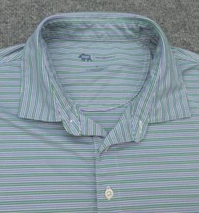 Onward Reserve Poloshirt Herren Extra Large Blau Grün Streifen Performance Stretch - Bild 1 von 13