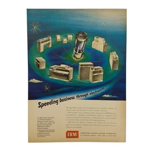 1950 IBM Vintage Print Ad Speeding Business Through Electronics - Picture 1 of 2