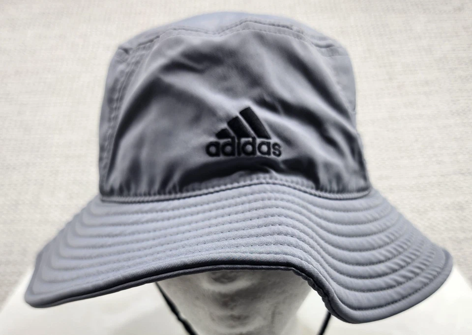 Adidas Hat Boonie Strap Back Mens Gray AEROREADY Bucket Wide Brim Chin Strap - Image 1 of 4