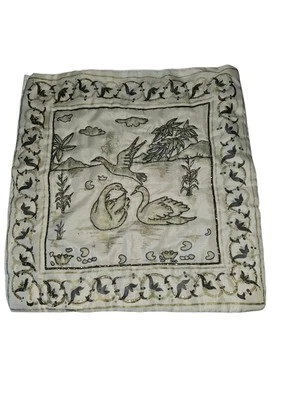 Set Of 2 Oriental Pillow Shams Covers With Swan And Gold Embroidery  Handmade?  - Image 1 of 2
