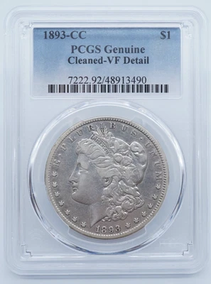 1893 CC Morgan Silver Dollar $1 PCGS Genuine Cleaned VF Detail - U536 - Image 1 of 4