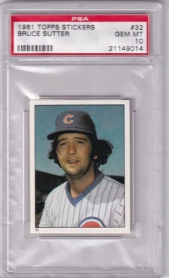 Pegatinas Topps 1981 #32 Bruce Sutter PSA 10 Foto 1 de 2