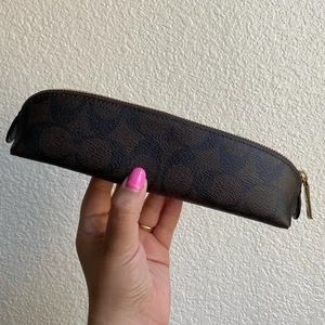 Coach Pencil Case In Walnut /Brown Signature Canvas - Picture 1 of 8