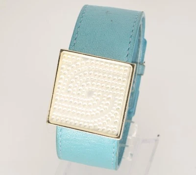 Lalique 29mm Crystal And 25mm Lamb Skin Leather Band Bracelet In Paris Sky Blue - Image 1 of 4