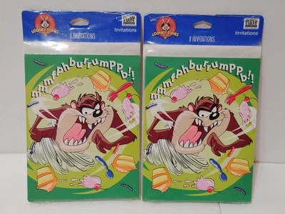 LOONEY TUNES LOTE DE 2 INVITACIONES TAZ 8 PIEZAS MMMFPBURRUMPPB!! HALLMARK NUEVO 1997  Foto 1 de 3