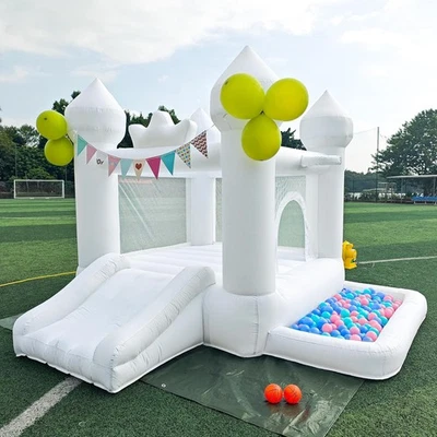 Casa de rebote blanca de 9 pies, casa hinchable inflable para niños pequeños de 3 a 6 años fiesta... Foto 1 de 4