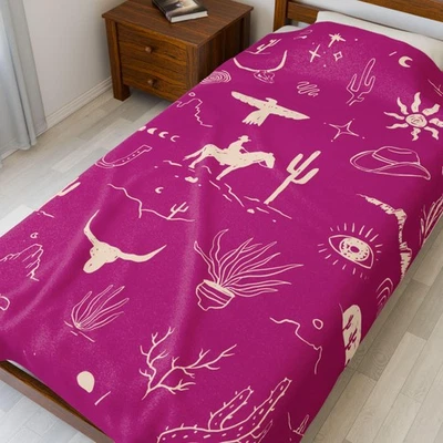 Manta de terciopelo vaquero occidental: tiro de cactus y tirón Foto 1 de 4