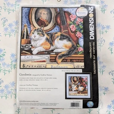 Kit de punta de aguja Dimensions Gershwin NUEVO gato punto de cruz hágalo usted mismo bordado 14 x 14 Foto 1 de 3