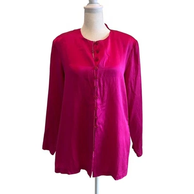 Rena Rowan for Saville Vtg Silk Blouse Button Down SZ8 Pink Long Sleeve  - Image 1 of 4