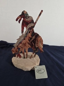 Lazart Stone Metal Art Warrior On Horse "End Of The Trail" Indigenous Figure 9" - Picture 1 of 12