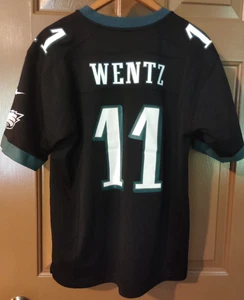 Carson Wentz #11 Youth L (14/16) Black Philadelphia Eagles Jersey Nike On Field - Picture 1 of 7