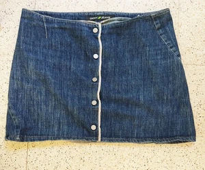 DKNY Jeans Denim Mini Short Mid Rise Damen geknöpft blau Rock EU42 US10 - Bild 1 von 1