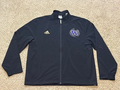 Washington Huskies Adidas Black Team Issue Full Zip Travel Jacket Size Large EUC - Image 1 of 4