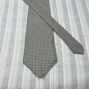 Lauren Ralph Lauren Hand Finished Silver Black Geometric Neck Tie Necktie #0311 - Picture 1 of 9