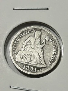 Moneda de diez centavos libertad sentada 1891 - fecha escasa mejor - Imagen 1 de 13