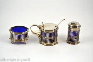 antico set 3 pz. anno 1913 sale pepe mostarda argento sterling città di LONDRA - Bild 1 von 1