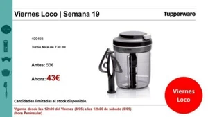 OFERTA!!! TurboMax 730ml Tupperware. 300 cortes en 15 segundos - Imagen 1 de 2