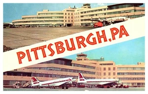 1955 Greater Pittsburgh Airport Capital Airlines Multiview Banner Postcard F11 - Picture 1 of 2