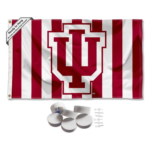 Indiana Hoosiers Candy Stripe Large Logo Tapestry Banner Cover