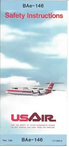 Safety Card - US Air - BAe 146 - 1988 (S4392) - Picture 1 of 1