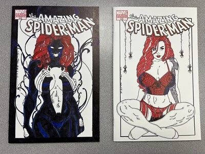 2x Amazing Spider-Man #648 Sketch Variant Mary Jane & Venom Art By John Steljes - Image 1 of 4
