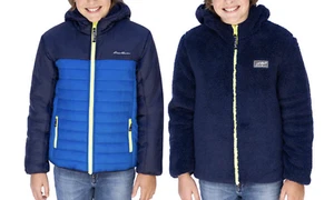 NEW EDDIE BAUER REVERSIBLE JACKET KIDS BOYS KIDS L 14/16 WINTER FREE SHIP - Picture 1 of 12