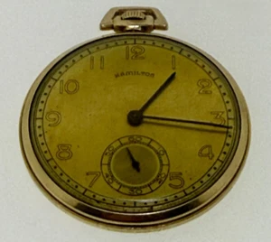 Antique Hamilton 14K Gold-Filled Pocket Watch Grade 917 Manual 10 Size Engraved - Picture 1 of 5