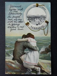 GT. YARMOUTH Life Buoy, The People Give Visitors a Real Good Time c1910 Postcard - Picture 1 of 2