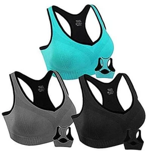 Women Racerback Sports Bras for Women High Impact XX-Large Black+blue+grey - Picture 1 of 8