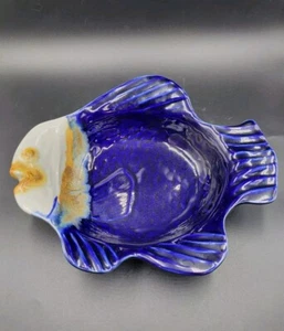 Studio Art Pottery Nancy Jefferson Cobalt Blue Fish Dish Plate  - Picture 1 of 7