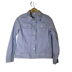 Hanna Andersson Lavender Denim Jacket Embroidered Stars Planets Sz 160 14-16 - Picture 1 of 6