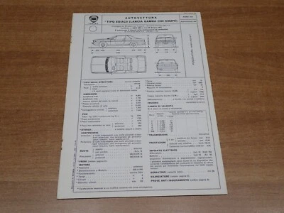 LANCIA GAMMA 2500 COUPE' TIPO 830 AC 0 SCHEDA DI OMOLOGAZIONE 1977 (17) - Immagine 1 di 4