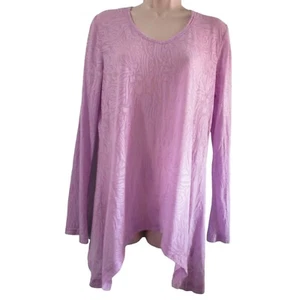 Jockey Lavender Burn Out Long Sleeve V Neck Side Tail Hoodie Ladies L GUC - Picture 1 of 11