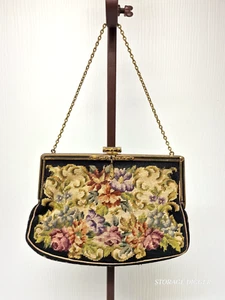 Vintage Tapestry Needlepoint Clutch Bag Evening Purse Floral Embroidered Austria - Picture 1 of 9
