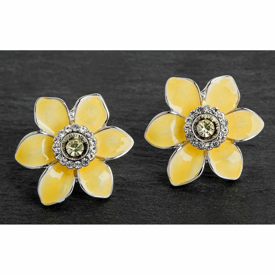 Equilibrium 274414 - Daffodil Flower Crystal Stud Earrings