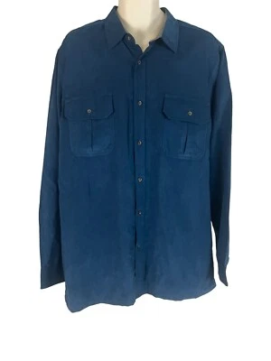 Men’s BASIC EDITIONS Blue Micro-fiber Long Sleeve Shirt Big & Tall Size XLT EUC - Image 1 of 4
