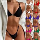 Summer Ladies Sexy Bikini Solid Color Two Piece Swimsuit Beach Swimsuit