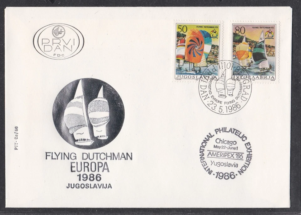 YUGOSLAVIA 1986 FIRST DAY COVER EUROPEAN SAILING CHAMPIONSHIP + CACHET - Image 1 of 1