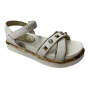 SCARPE SANDALO SANDALI BAMBINA LIU JO CAMP 2021F PELLE BIANCO ORIGINALE PE - Picture 1 of 6