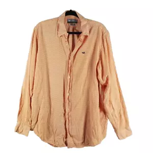 SOUTHERN MARSH Men Casual Shirt Size MEDIUM Houndstooth Cotton Orange White - Picture 1 of 12