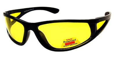GLARE-X Night Driving Optics Sports wrap Polarized Light Yellow Lens Matte Black - Image 1 of 2