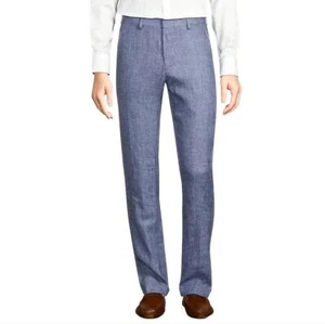 Pantalones de vestir Murano Baird McNutt de lino Alex calce ajustado frente plano para hombre 46" x 29" - Imagen 1 de 11