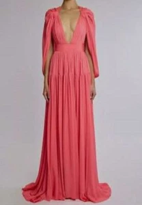$5025 Elie Saab Women's Pink Silk Double Georgette Cape Gown Dress Size 46 - Picture 1 of 4