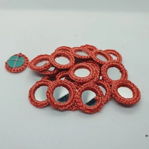 4x Salmon gypsy shisha craft mirror ~2.5cm glue Sew on Applique Patch trim - Picture 1 of 1
