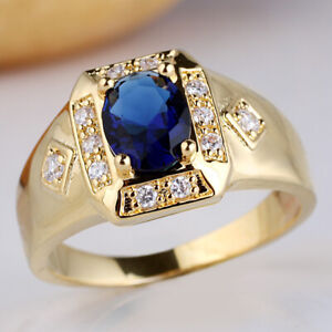 Oval Shape Stone Men Gold Plated Ring Size Selectable Quality Made