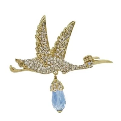 Prendedor/broche de cigüeña de cristal con cuentas HEIDI DAUS® "A entrega muy especial" GT/AZUL #7 Foto 1 de 4